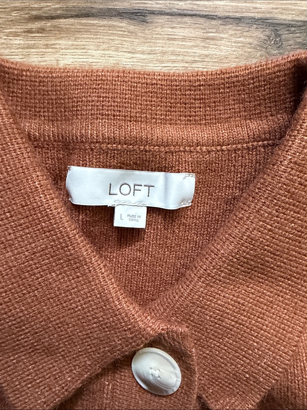 LOFT Rust-Orange Button Front Knit Blazer - Picture 2 of 3